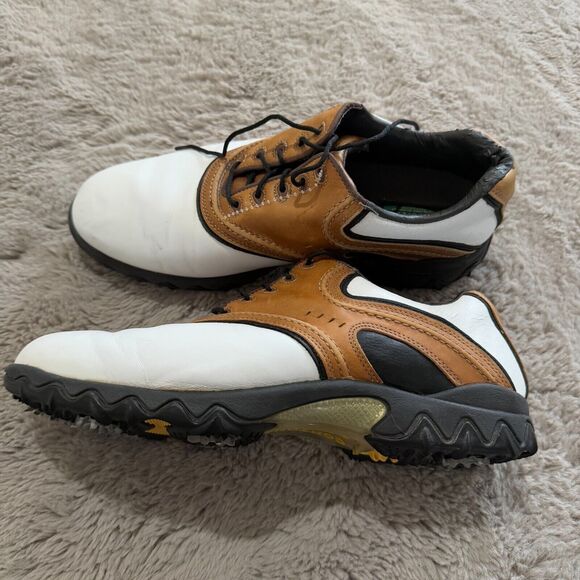 FootJoy Contour Series Golf Shoes Men’s Size 11W Brown & White Leather Cleats - Picture 1 of 10